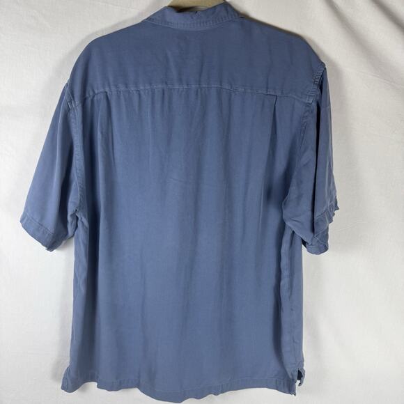 Tommy Bahama Men's 100% Silk Short-Sleeve Shirt Blue No Size Tag (Measurements) - Picture 6 of 8